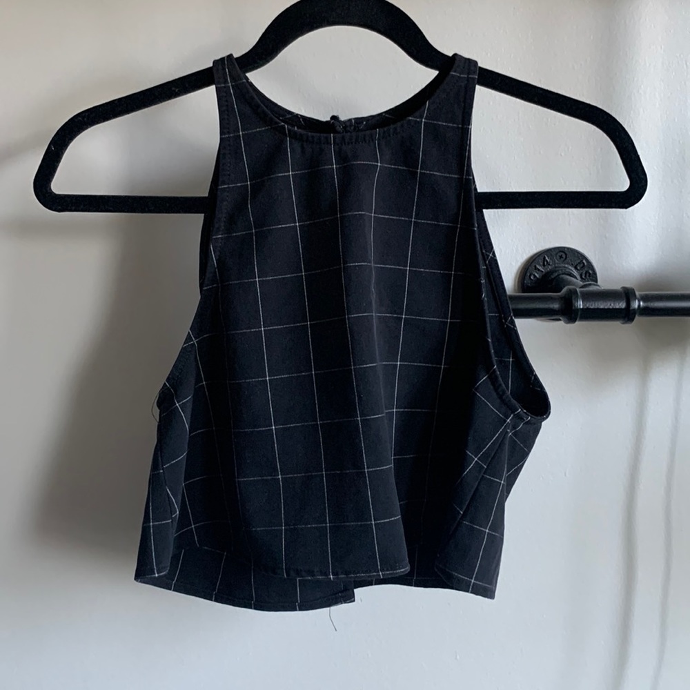 🔥🔥🔥American Apparel Open Back Crop Top - black with white in XS
